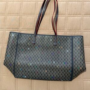 Carolina Herrera Black and Multicolor Monogram Tote